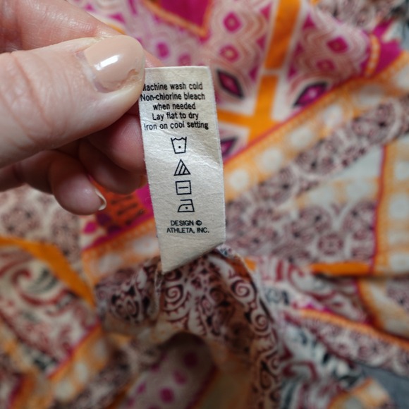 Athleta Swim Coverup Womens Small Silk Blend Long Sleeve Tunic Paisley Boho Pink - Picture 4 of 9
